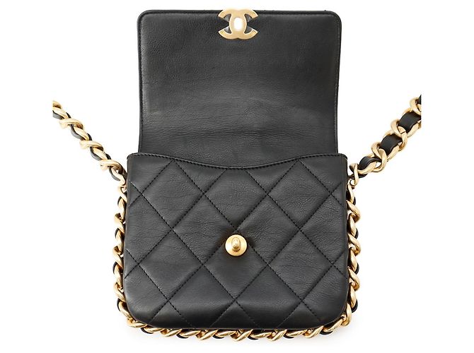 Borsa a tracolla Chanel Matelassé Small in pelle d'agnello nera Nero - vista 5