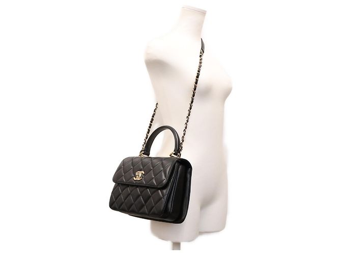 Chanel Trendy CC Small Schultertasche aus schwarzem Lammleder - Ansicht 14