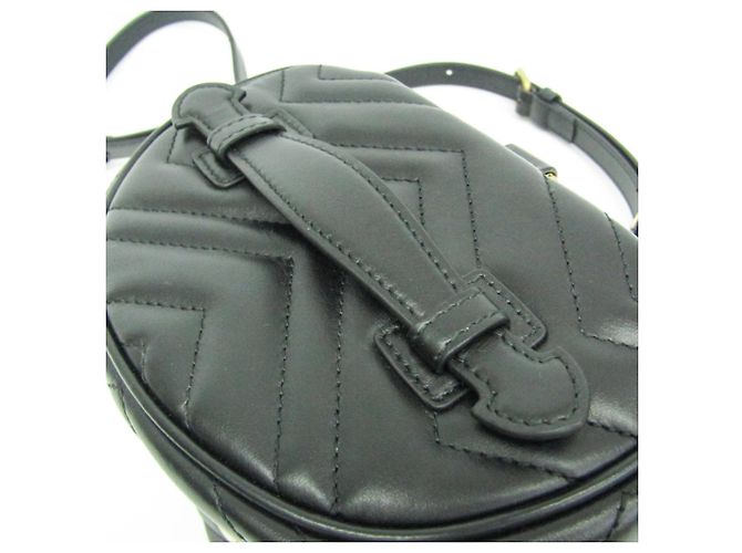 Mochila de couro acolchoado Gucci GG Marmont para mulher Preto - vista 10