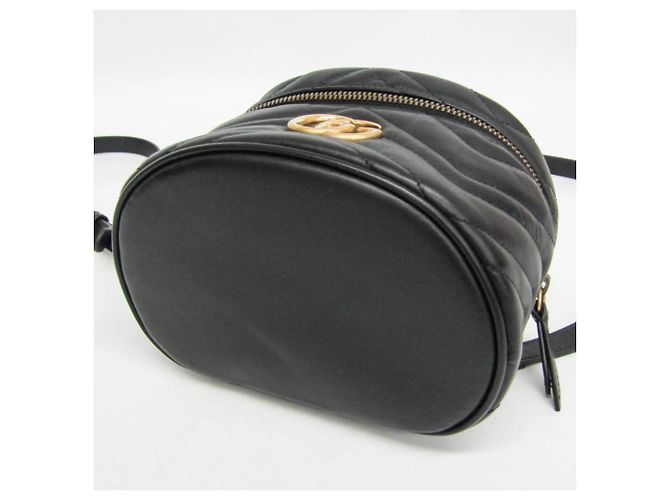 Mochila de couro acolchoado Gucci GG Marmont para mulher Preto - vista 6