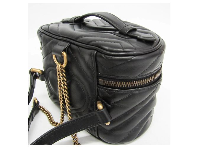 Mochila de couro acolchoado Gucci GG Marmont para mulher Preto - vista 7