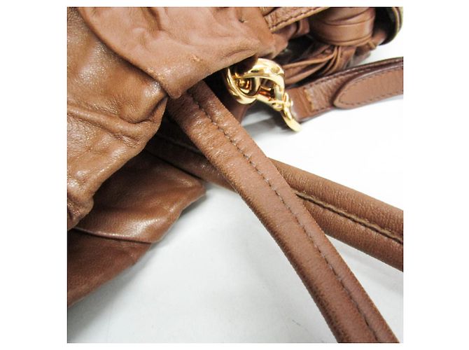 Borsa a spalla tote Prada Side Ribbon BR4230 da donna in pelle Nappa Marrone - vista 11