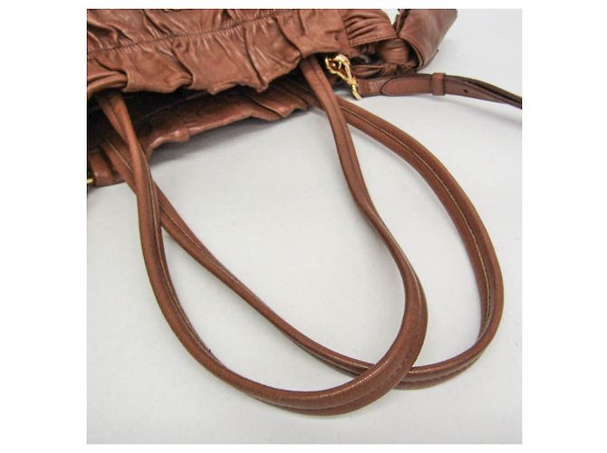 Borsa a spalla tote Prada Side Ribbon BR4230 da donna in pelle Nappa Marrone - vista 12