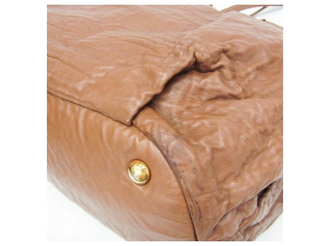 Borsa a spalla tote Prada Side Ribbon BR4230 da donna in pelle Nappa Marrone - vista 5