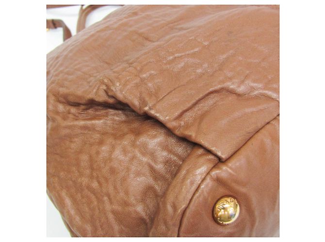 Borsa a spalla tote Prada Side Ribbon BR4230 da donna in pelle Nappa Marrone - vista 6