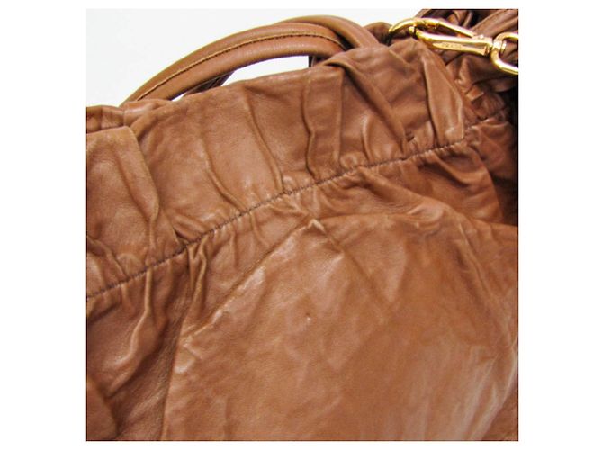 Borsa a spalla tote Prada Side Ribbon BR4230 da donna in pelle Nappa Marrone - vista 8