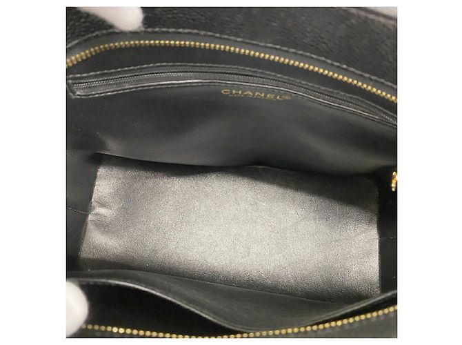 Borsa Tote Chanel in pelle di vitello grana nera Nero - vista 4