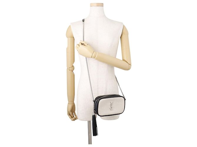 Yves Saint Laurent Saint Laurent Paris Lou Mini Camera Shoulder Bag Nero Beige - vista 4