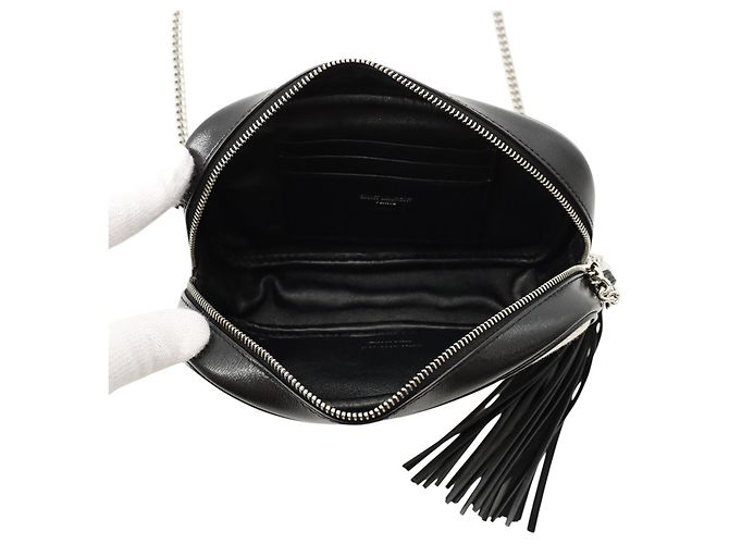 Yves Saint Laurent Saint Laurent Paris Lou Mini Camera Shoulder Bag Nero Beige - vista 5