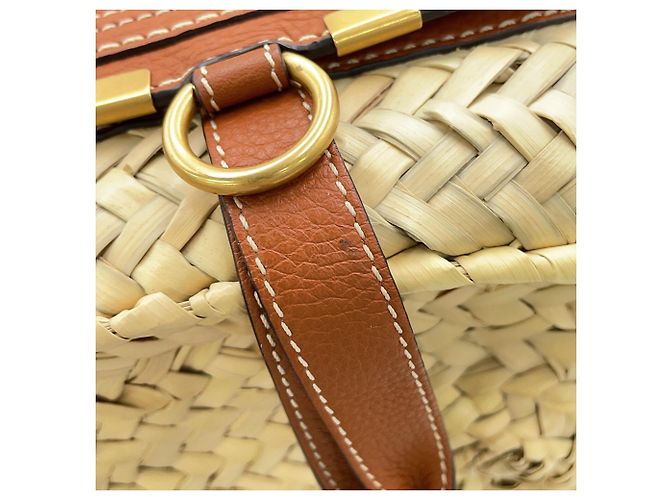 Borsa tote media Chloé Marcie in rafia Marrone - vista 11