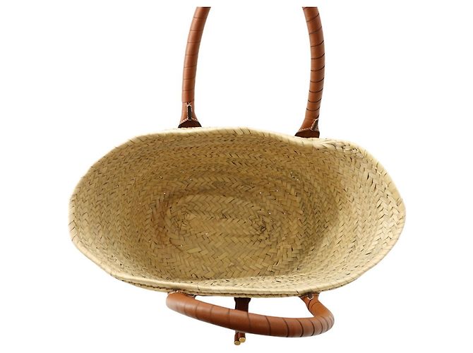Borsa tote media Chloé Marcie in rafia Marrone - vista 5