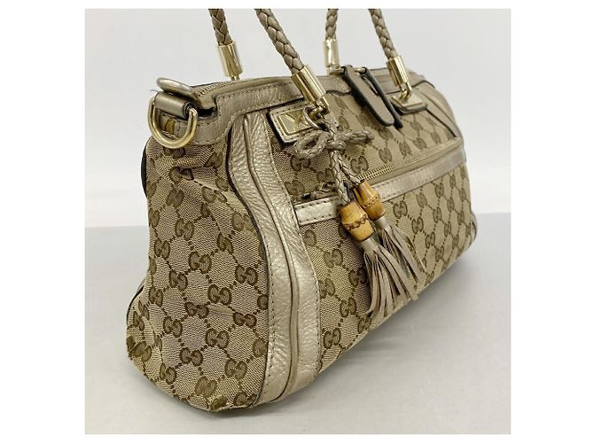 Gucci GG Canvas Bamboo Handtasche Braun Golden - Ansicht 2