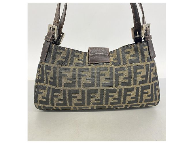 Fendi Zucca Schultertasche aus Nylon-Canvas Braun - Ansicht 10