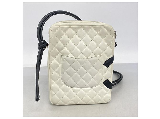 Borsa a tracolla Chanel Cambon in pelle di agnello bianca e nera Nero Bianco - vista 10