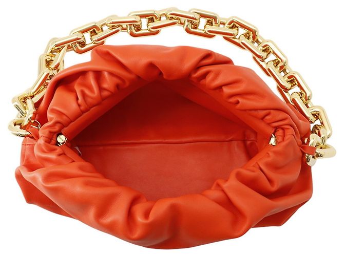 Borsa a tracolla con catena in pelle arancione Bottega Veneta - vista 5