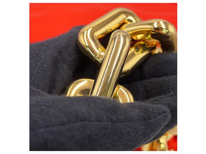 Borsa a tracolla con catena in pelle arancione Bottega Veneta - vista 9