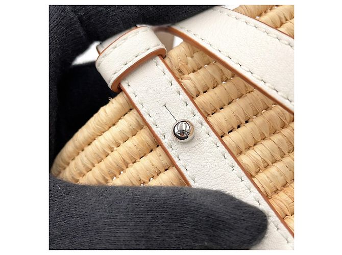Borsa Tote Cesto Quadrata Small Anagram Loewe Bianco - vista 11