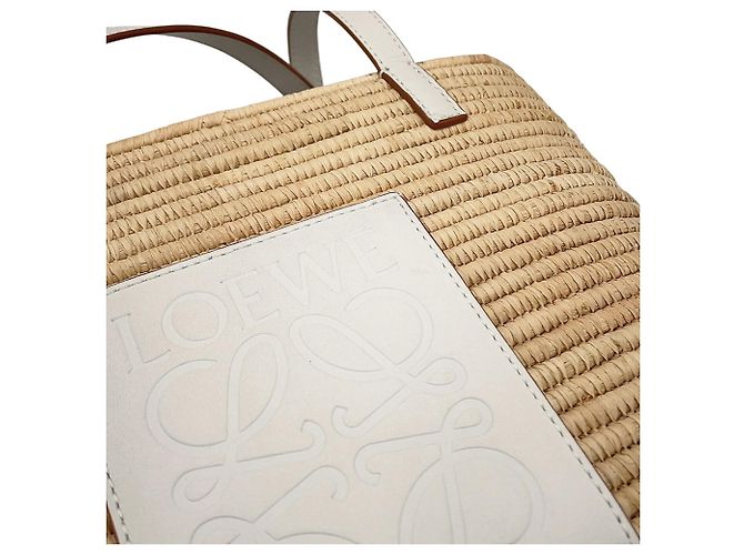 Borsa Tote Cesto Quadrata Small Anagram Loewe Bianco - vista 6
