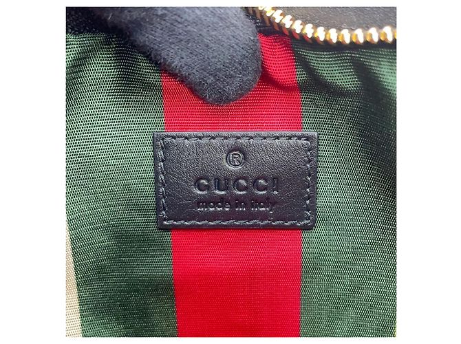 Bolsa de Ombro Super Mini em Couro Gucci Preto Bege - vista 12