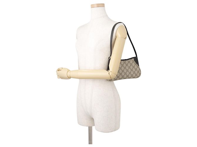 Bolsa de Ombro Super Mini em Couro Gucci Preto Bege - vista 4