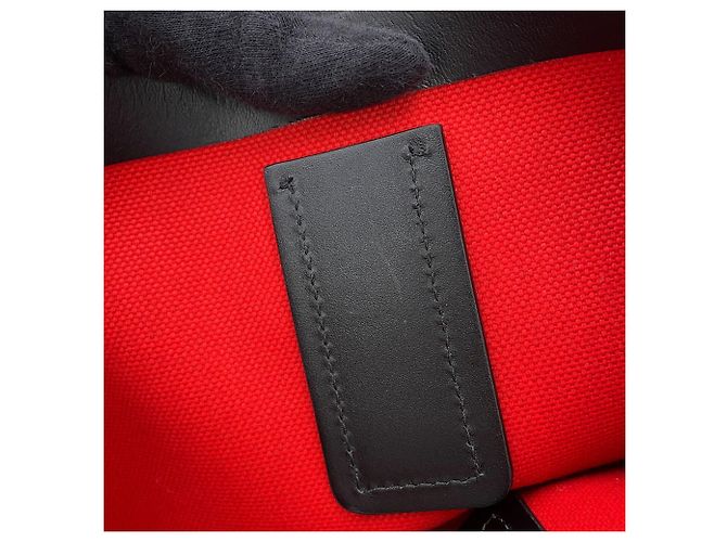 Borsa Tote Salvatore Ferragamo in tela e pelle nera Nero Rosso - vista 11