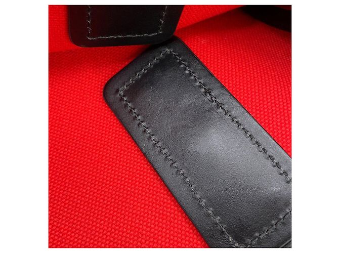 Borsa Tote Salvatore Ferragamo in tela e pelle nera Nero Rosso - vista 12