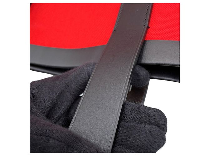 Borsa Tote Salvatore Ferragamo in tela e pelle nera Nero Rosso - vista 13