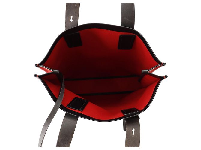 Borsa Tote Salvatore Ferragamo in tela e pelle nera Nero Rosso - vista 5