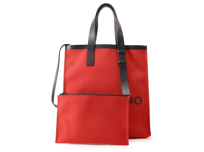 Borsa Tote Salvatore Ferragamo in tela e pelle nera Nero Rosso - vista 6