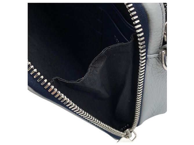Christian Dior gebrauchte graue navyfarbene Leder-Schultertasche Schwarz - Ansicht 11