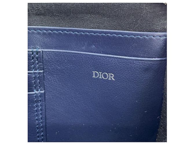 Christian Dior gebrauchte graue navyfarbene Leder-Schultertasche Schwarz - Ansicht 14
