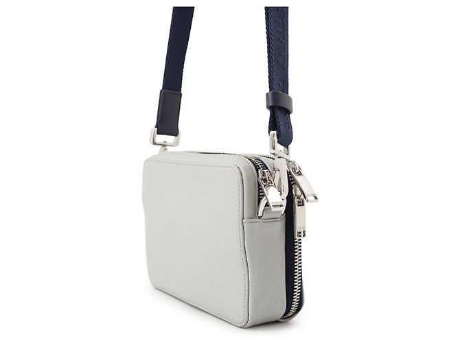 Christian Dior gebrauchte graue navyfarbene Leder-Schultertasche Schwarz - Ansicht 2