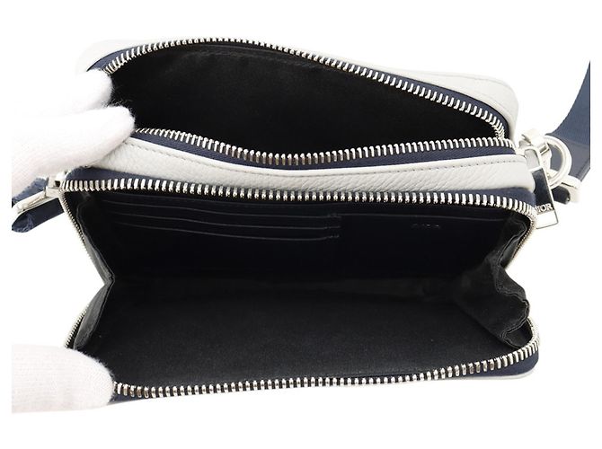 Christian Dior gebrauchte graue navyfarbene Leder-Schultertasche Schwarz - Ansicht 5
