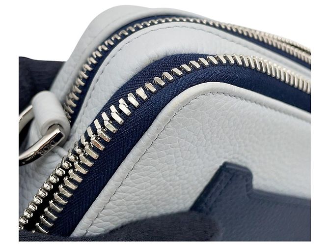Christian Dior gebrauchte graue navyfarbene Leder-Schultertasche Schwarz - Ansicht 7