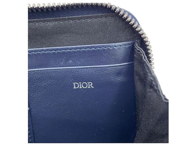 Christian Dior gebrauchte graue navyfarbene Leder-Schultertasche Schwarz - Ansicht 9