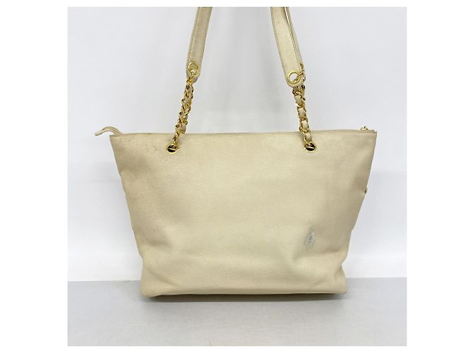 Timeless Borsa Tote Chanel in vitello martellato beige - vista 12