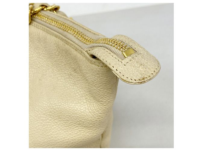 Timeless Borsa Tote Chanel in vitello martellato beige - vista 7