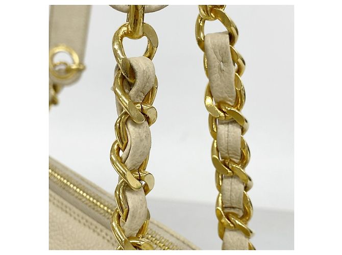 Timeless Borsa Tote Chanel in vitello martellato beige - vista 9