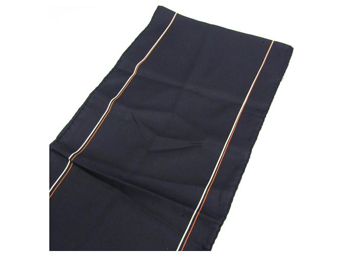Hermès Écharpe longue à franges perforées Hermes Noir Orange - vue 3