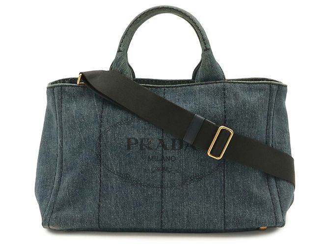 Prada Canapa Tote Bag in Denim Blue - view 2