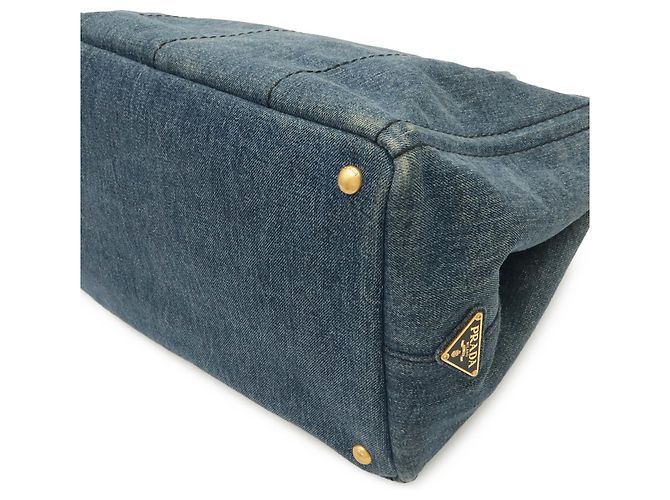Prada Canapa Tote Bag in Denim Blue - view 4
