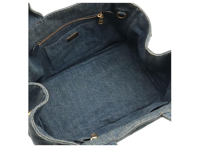 Prada Canapa Tote Bag in Denim Blue - view 7