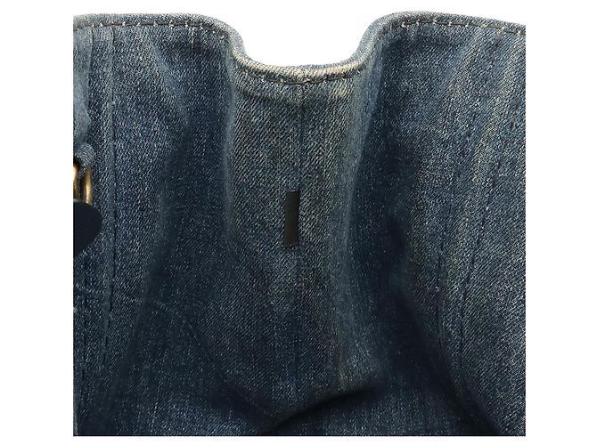 Prada Canapa Tote Bag in Denim Blue - view 8