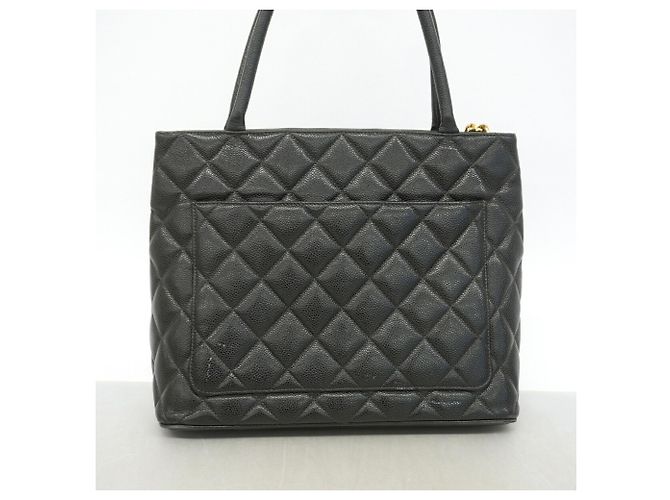 Borsa Tote Chanel in pelle di vitello martellata nera Nero - vista 10