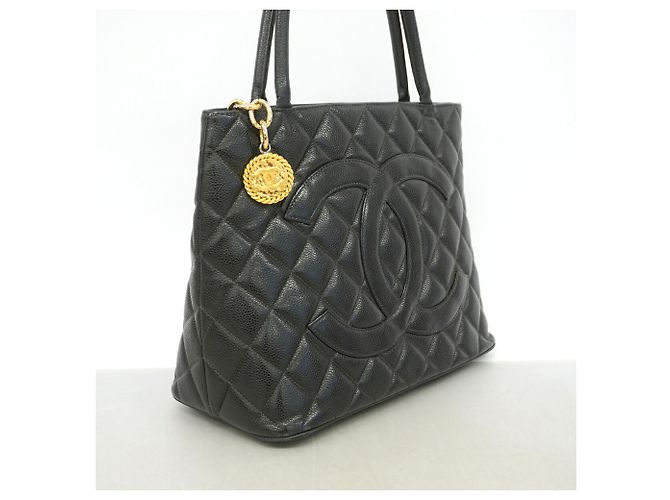 Borsa Tote Chanel in pelle di vitello martellata nera Nero - vista 2