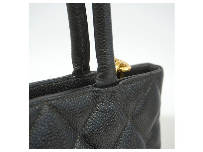 Borsa Tote Chanel in pelle di vitello martellata nera Nero - vista 9
