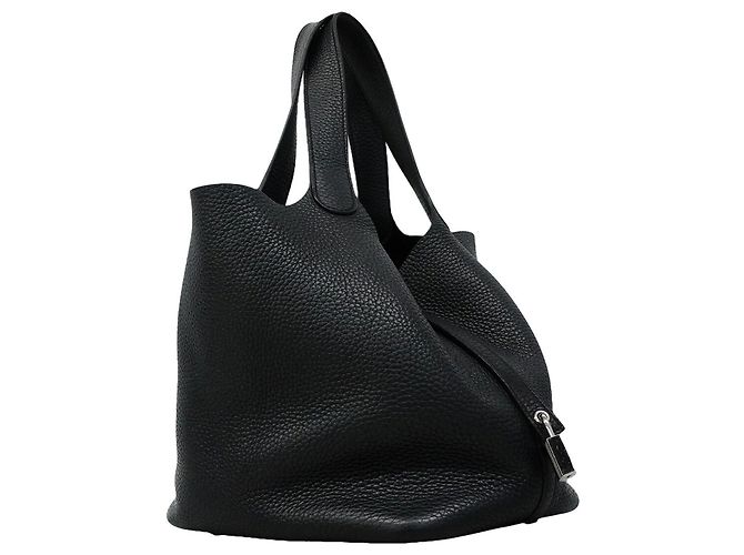 Hermès Bolsa Hermes Picotin Lock MM em couro Taurillon preto - vista 2