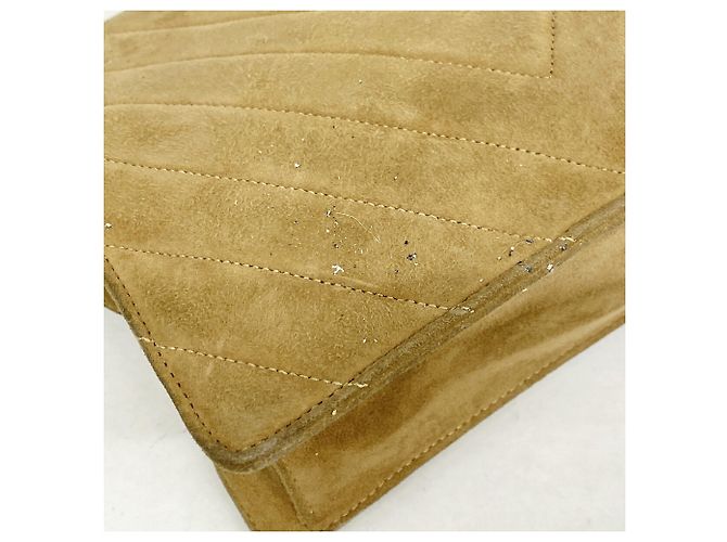 Sac à épaule Chanel en daim marron - vue 7