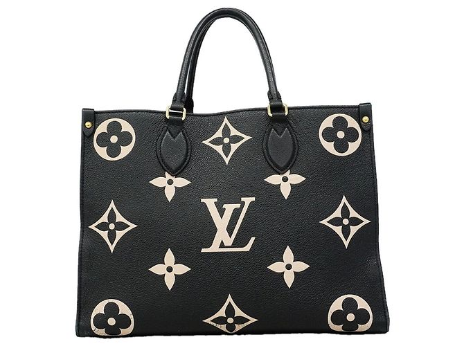 Borsa Tote Louis Vuitton Monogram Empreinte Bicolor OnTheGo MM Nero Beige - vista 12