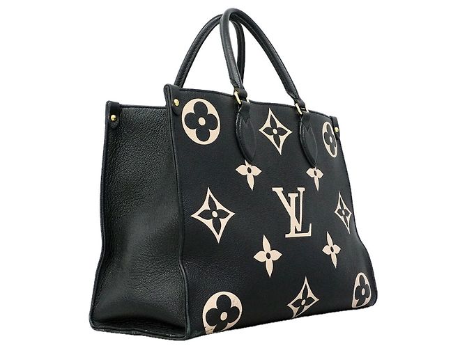 Borsa Tote Louis Vuitton Monogram Empreinte Bicolor OnTheGo MM Nero Beige - vista 2